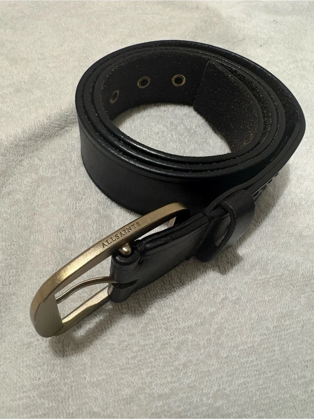 All Saints Black Belt with Gold Buckle